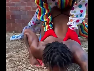 Gibby The Clown fucks ebony in a barn